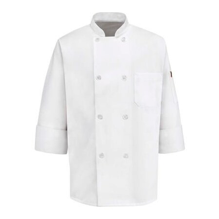 Vf Imagewear Chef Designs 8 Button-Front Chef Coat, Thermometer Pocket, Pearl Buttons, White, Poly/Cotton, 2XL 0413WHRGXXL